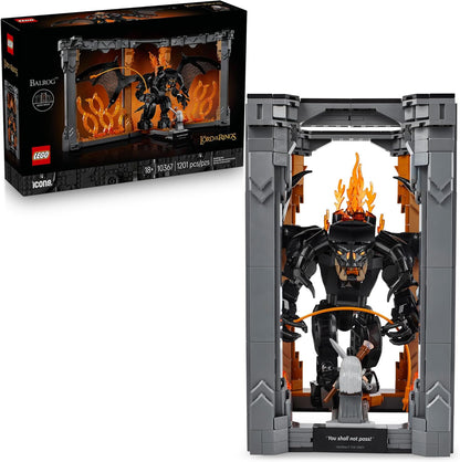 LEGO Icons The Lord of The Rings: Balrog Book Nook Kit - DIY Craft Building Set for Adults, 18+ - Collectible Gandalf Minifigure - Gift Idea for Birthdays - Home or Room Decor - 10367