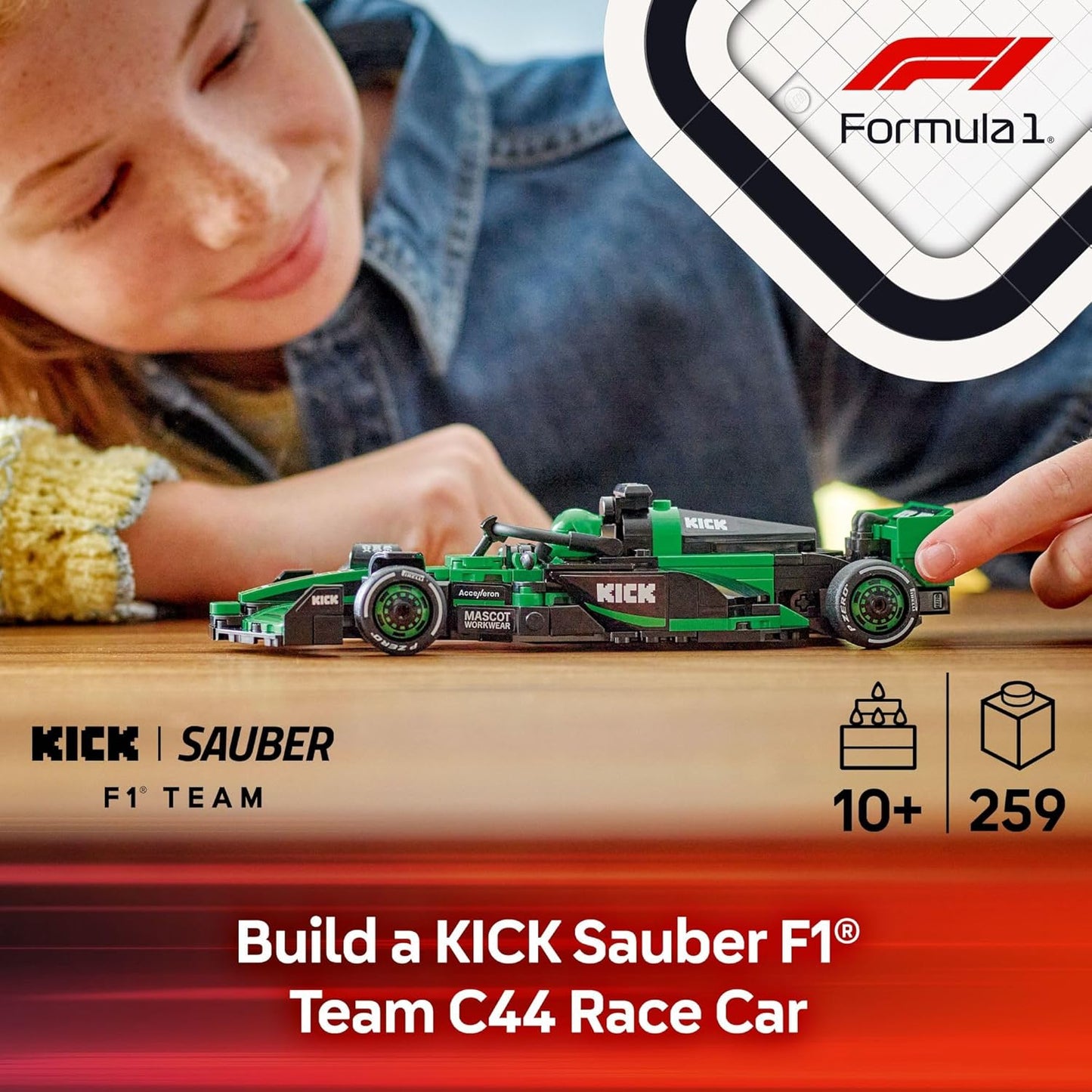 LEGO Speed Champions Kick Sauber F1 Team C44 Race Car Toy - Building Set for Kids, Boys & Girls, Ages 10+ - Toy Car for F1 Fans - Gift Idea for Birthday - 77247