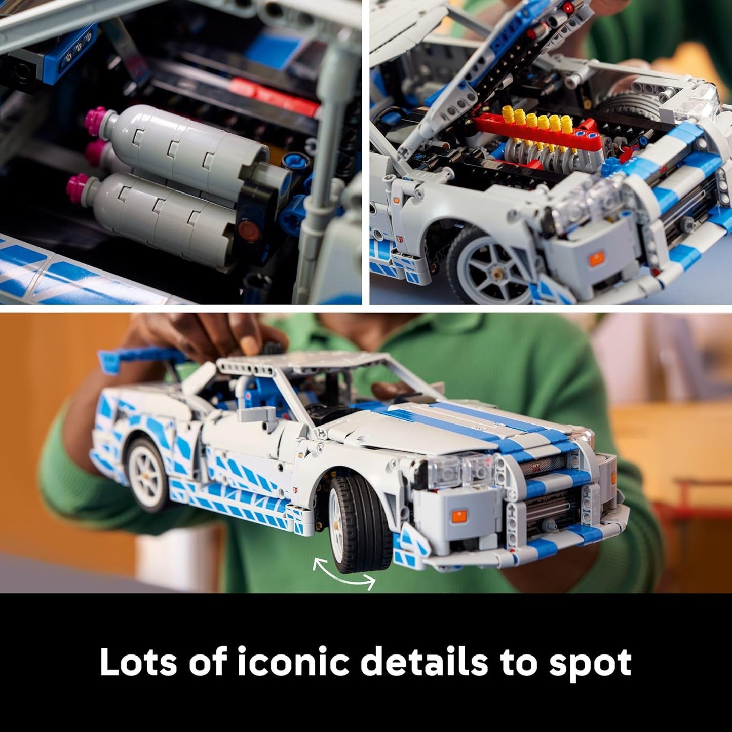 LEGO Technic 2 Fast 2 Furious Nissan Skyline GT-R (R34) Car - DIY Kit and Building Set for Adults - Collectible Model Street Racer with Drift Function - Gift for Car Enthusiasts and Movie Fans - 42210