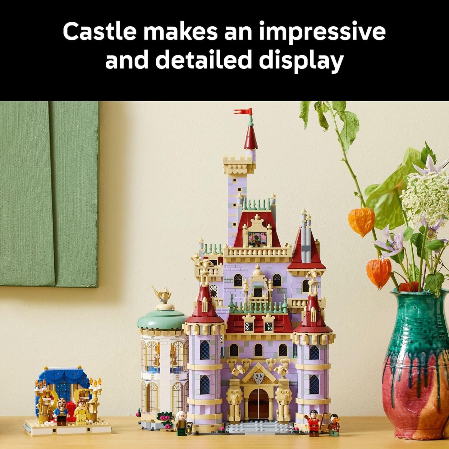 LEGO ǀ Disney Princess Beauty and The Beast Castle Building Set - Room Decor for Women and Men, Ages 18+ - Model Building Kit for Adults - Book Shelf Display - DIY Gift Idea - 43263