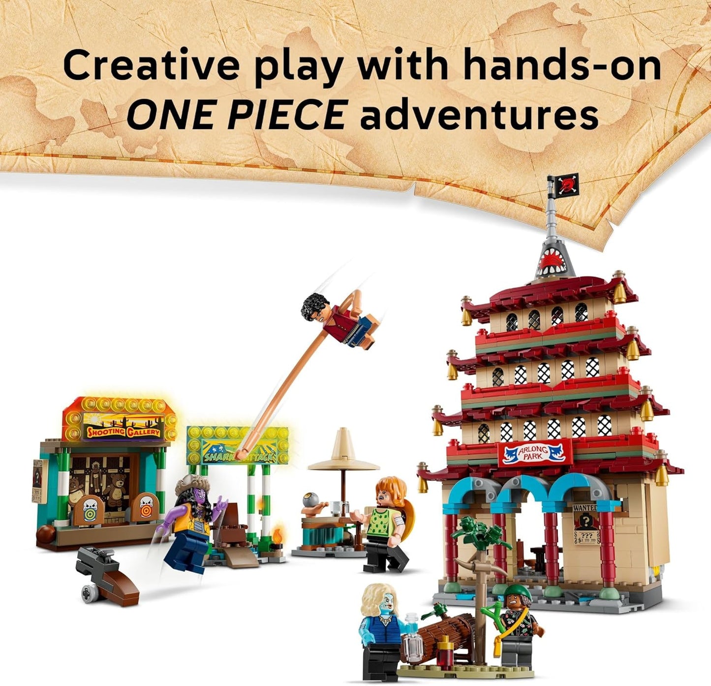 LEGO ONE PIECE Battle at Arlong Park Building Blocks - Pretend Play Building Toy for Boys & Girls, Ages 9+ - 5 Straw Hat Pirates Toy Figures & Playset for Anime Fans - Gift Idea for Birthdays - 75638