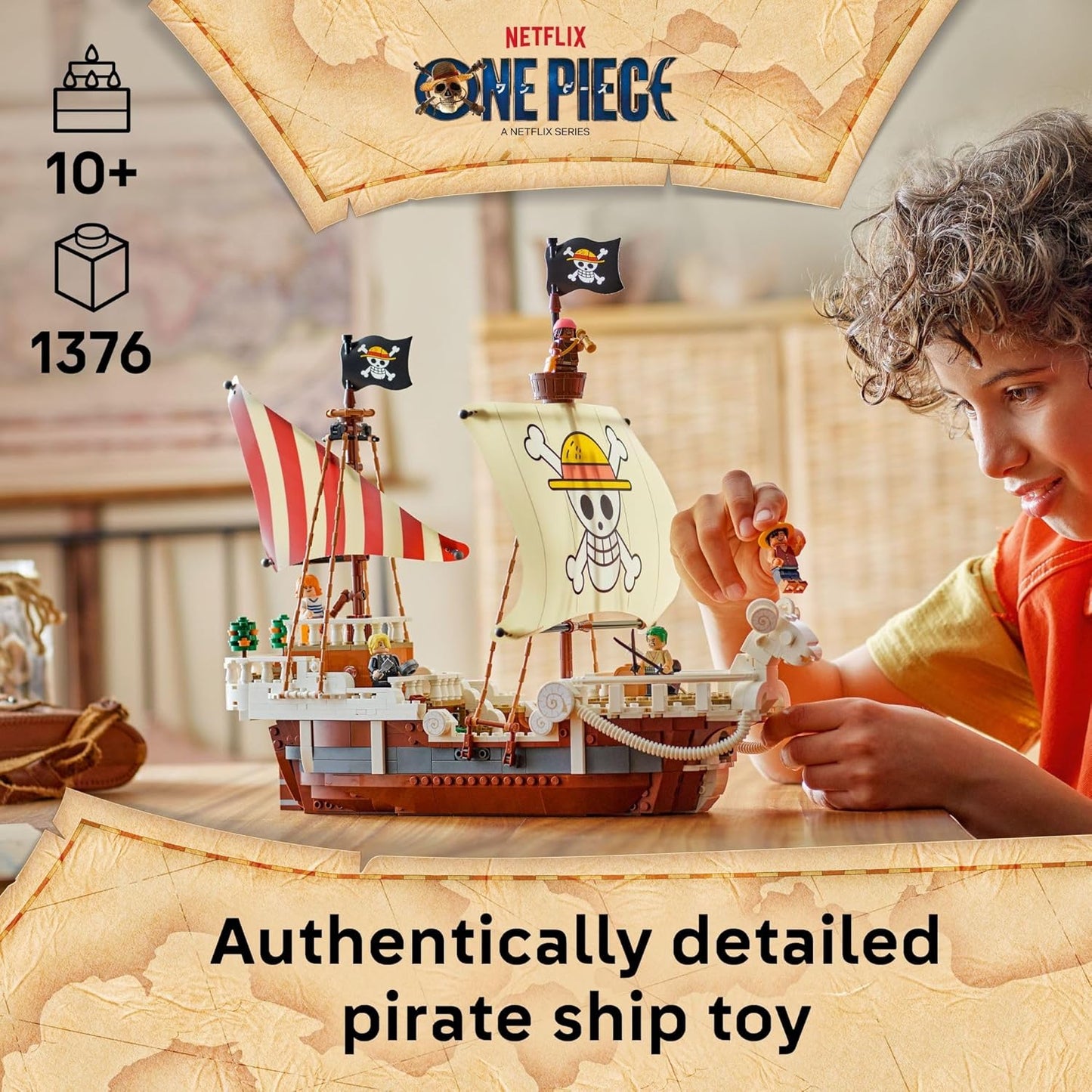 Lego ONE Piece The Going Merry Pirate Ship Building Blocks - Pretend Play Adventure Toy for Boys & Girls, 10+ - Straw Hat Crew Toy Figures & Playset for Anime Fans - Gift Idea for Birthdays - 75639