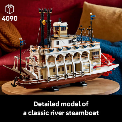 LEGO Ideas River Steamboat Building Set - Room Decor for Men & Women - Boat Model Building Kit for Adults, Ages 18+ - DIY Display for Bedroom or Office - Gift Idea for Birthdays - 21356