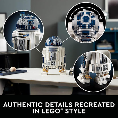 LEGO Star Wars R2-D2 Building Set - Collectible Toy for Adults, Ages 18+ - Display for Room or Office Desk - Info Plaque Included - Gift Idea for Fans - 75308