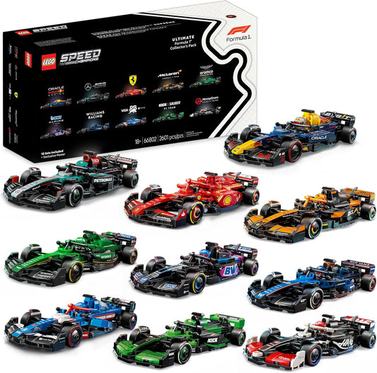 LEGO Speed Champions Ultimate Formula 1 Collector's Pack - Contains 10 Sets in 1 - Includes Exclusive Poster - Collectible F1 Model Car Kit - Exciting Gift for Adults and Racing Enthusiasts - 66802